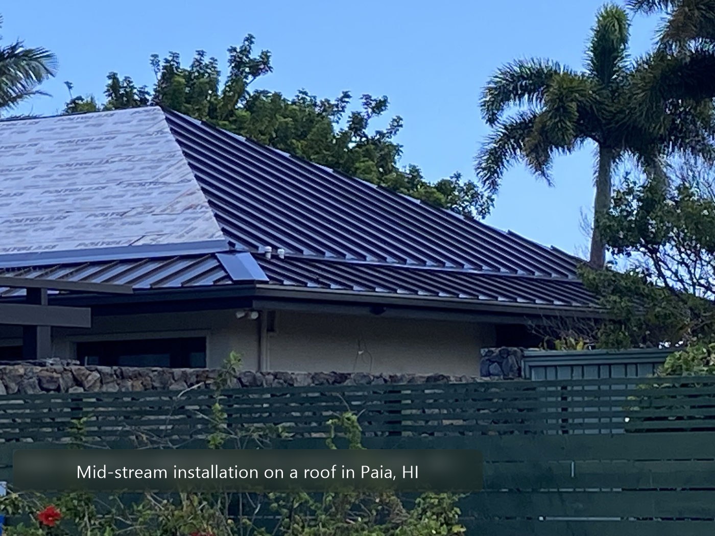 Mid-stream installation on a roof in Paia