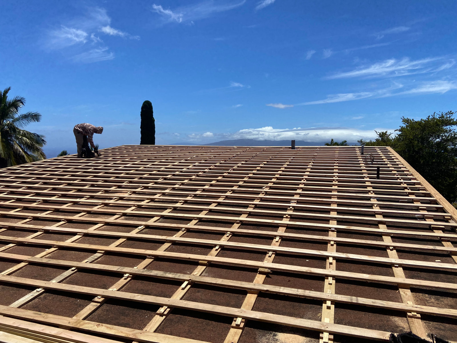 Roof fabrication in progress, upcountry Maui
