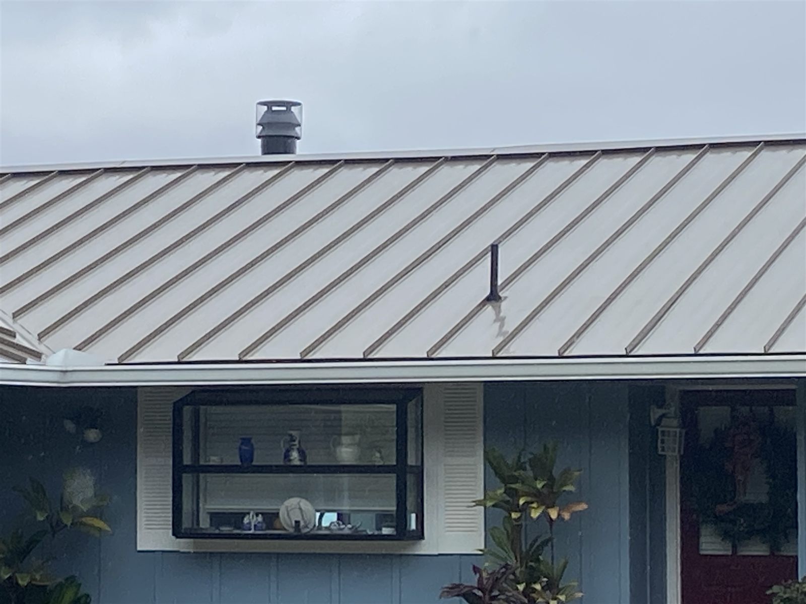 Finished standing seam roof, seen from the street